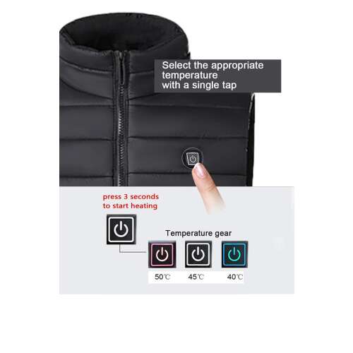 Dollcini Elegáns Férfi Fűthető Mellény – USB Fűtéssel, Fekete