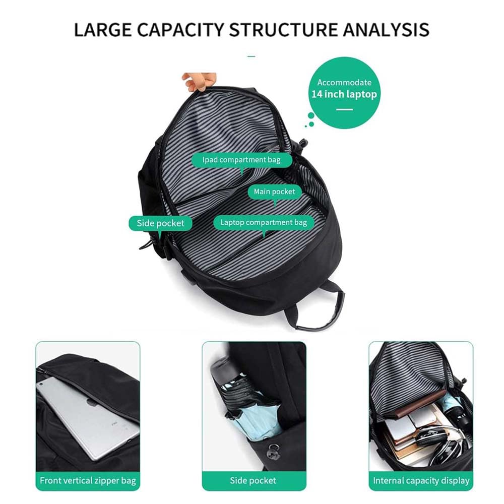 Dollcini Unisex Laptop Hátizsák – Vízálló Utazóhátizsák, USB Töltőporttal, 15,6"