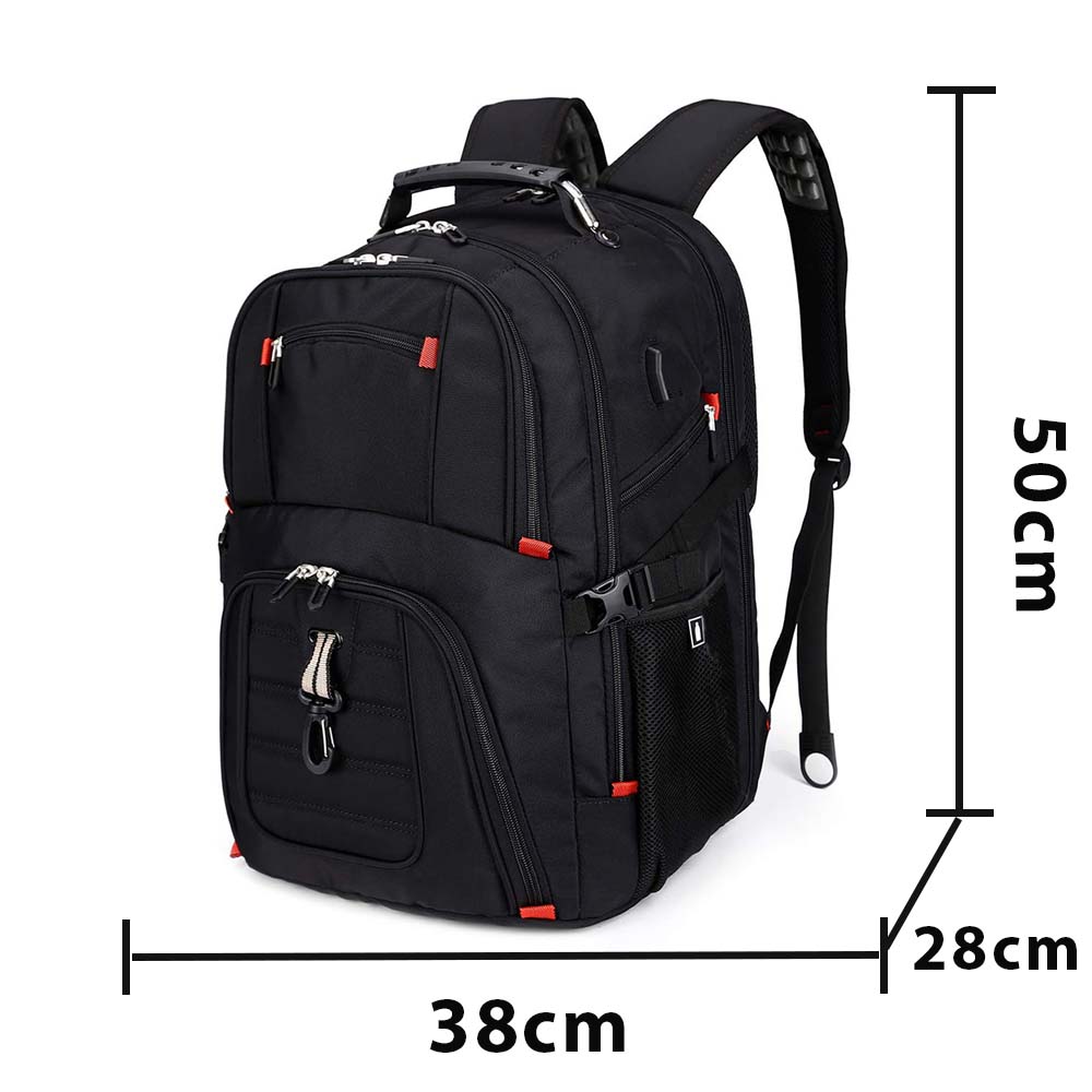 Dollcini Unisex Laptop Hátizsák – Vízálló Utazóhátizsák, USB Töltőporttal, Fekete