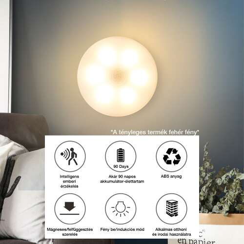Dollcini Otthon Smart LED Lámpa – Mozgásérzékelős, Hideg Fény, 21 cm