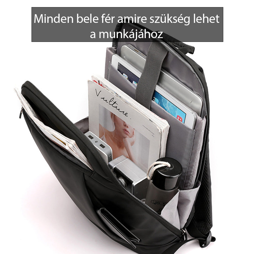 Dollcini Unisex Laptop Hátizsák 15.6”-os Laptophoz – Vízálló, Praktikus, Fekete