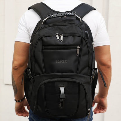 Dollcini Unisex Laptop Hátizsák – Vízálló Utazóhátizsák, USB Töltőporttal, Fekete