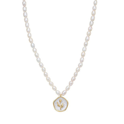 Dollcini Pearl Gyöngy Nyaklánc Virág Medállal – Rózsa vagy Tulipán