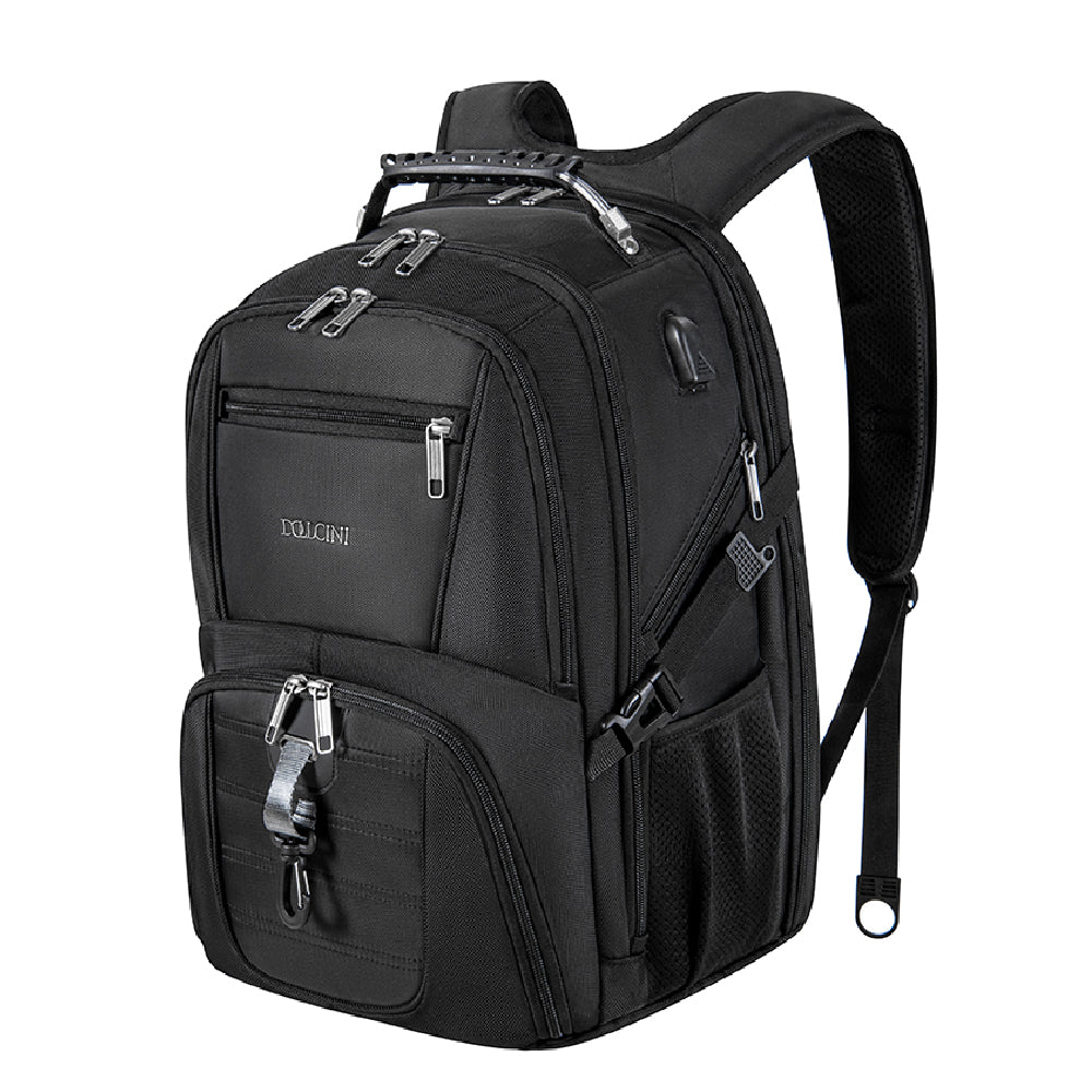 Dollcini Unisex Laptop Hátizsák – Vízálló Utazóhátizsák, USB Töltőporttal, Fekete