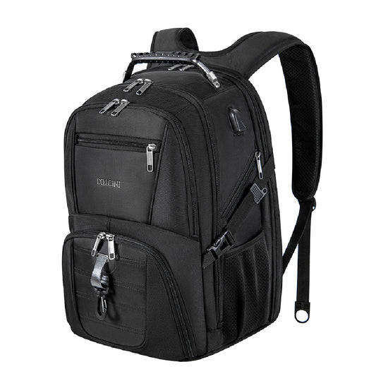 Dollcini Unisex Laptop Hátizsák – Vízálló Utazóhátizsák, USB Töltőporttal, Fekete