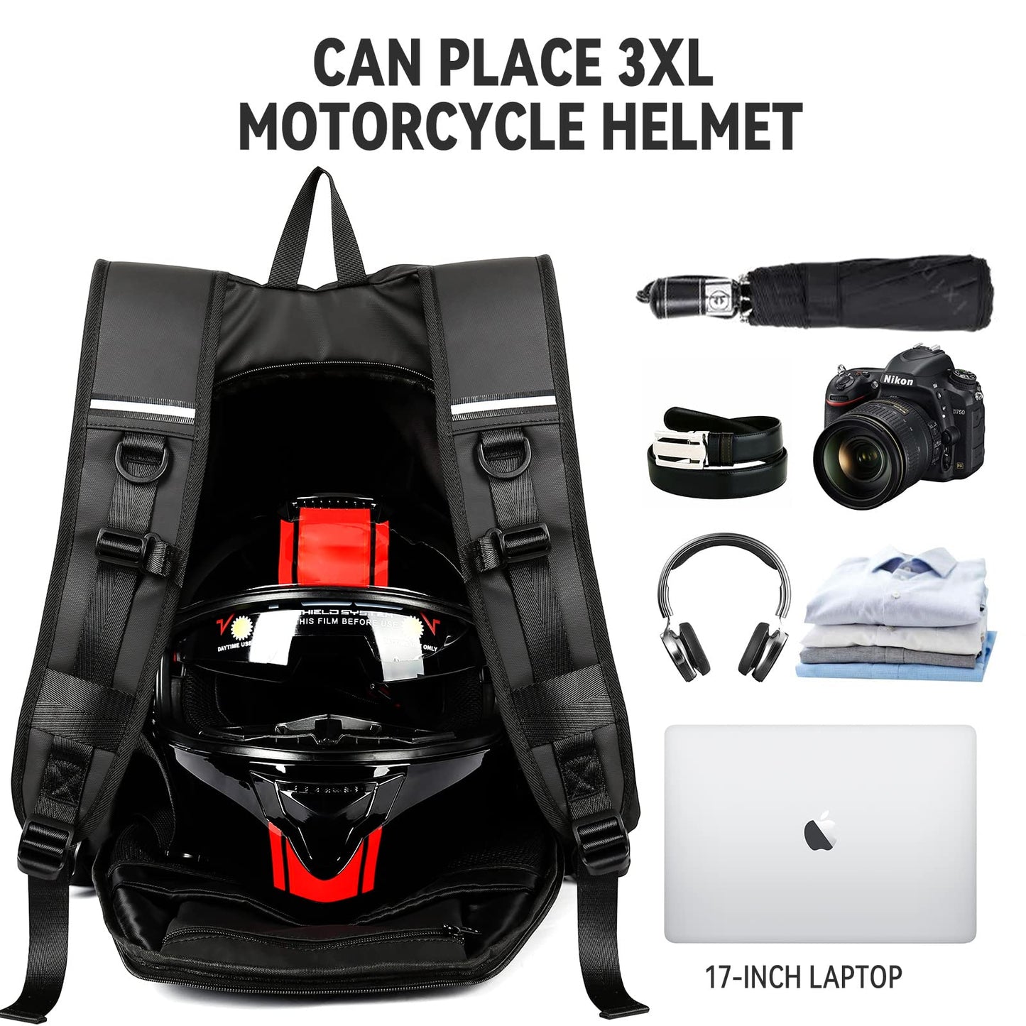 Dollcini Motoros Hátizsák – Vízálló Sisak- és Laptoptáska, Uniszex