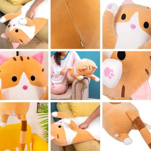 Dollcini Otthon Hosszú Plüss Cica – 60 cm, Szürke