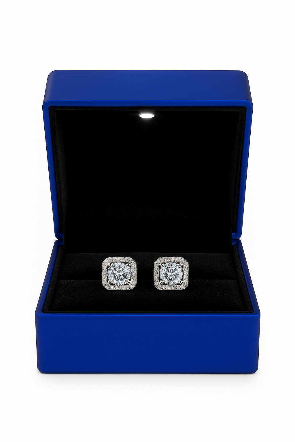 Dollcini 1 karátos D-színű moissanit „cukorkocka” fülbevaló 925 ezüstből, elegáns női köves fülbevaló mindennapra és alkalmakra