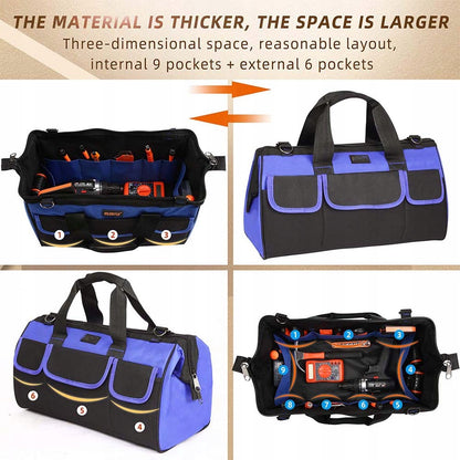 Dollcini Profi Szerszámostáska – 15 Zsebes, Vízálló, Fekete